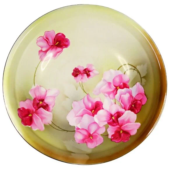 RS Germany Porcelain Serving Bowl – Roses, Gold Rim, Antique Schlegelmilch - Picture 1 of 6